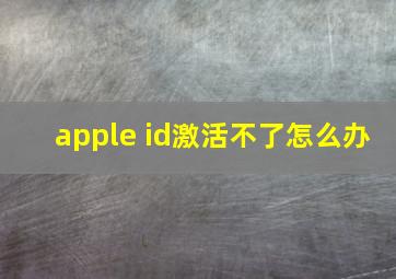 apple id激活不了怎么办